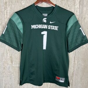 Nike Michigan State Spartans Youth Large Football Jersey‎ Green Number 1 Kids